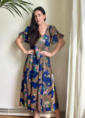 1970's Prairie Floral  Maxi Dress