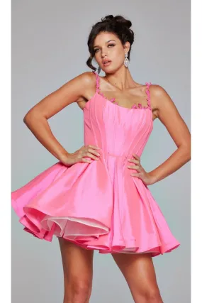 Lace-Up Short Babydoll Hoco Dress: Jovani 40379