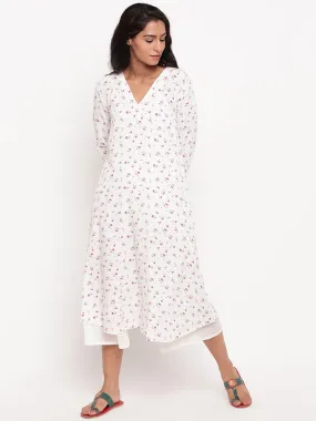 Pink Floral Crinkle Kurta